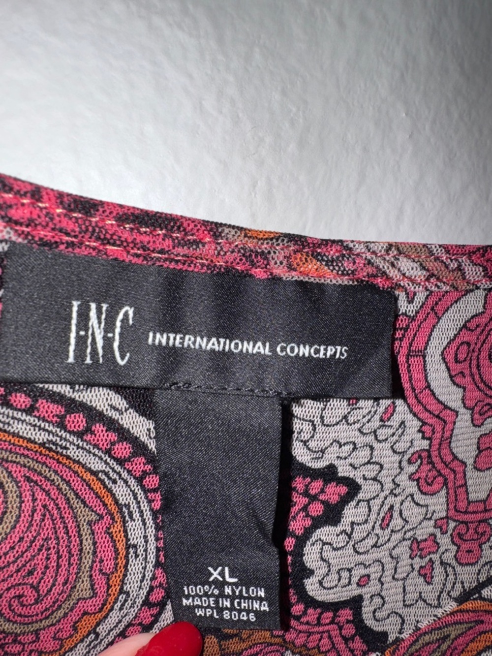 INC International Concepts Red Paisley Tunic Top ptp 18” - Picture 2 of 6